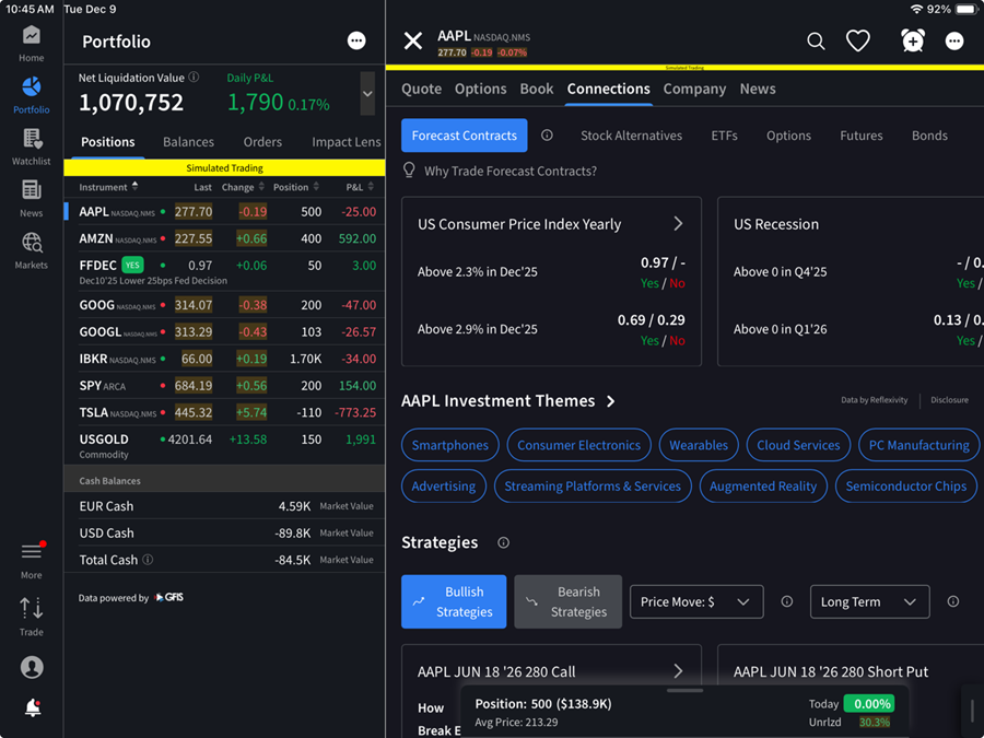 The connections related products on the ipad. 